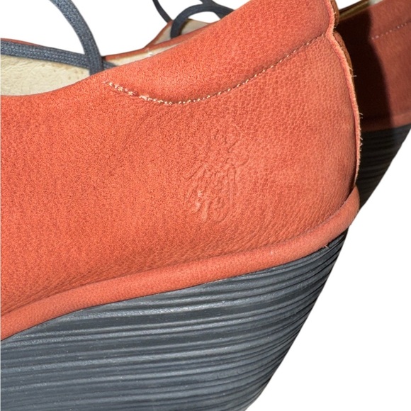 Fly London Orange Lace Up Wedges - Picture 4 of 6